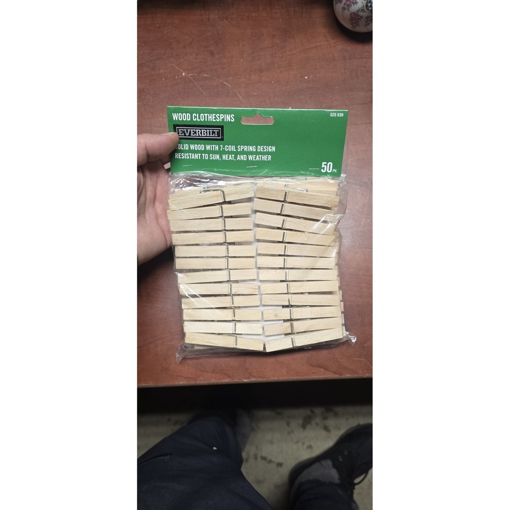 50-pack of Everbilt Wood Clothespins.